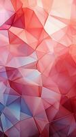 meetkundig verleiden abstract driehoeken versmelting tinten van roze, wit, en glinsterend goud verticaal mobiel behang ai gegenereerd foto