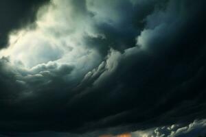 getransformeerd atmosfeer onstuimig weer en onheilspellend donker wolken convergeren ai gegenereerd foto