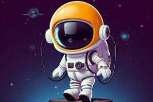 charmant vector icoon schattig astronaut, ufo ballon in speels illustratie ai gegenereerd foto