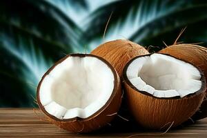 tropisch schatten een bundel van rijp, vers kokosnoten Aan Scherm ai gegenereerd foto