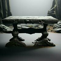 verlaten steenkool gekleurde tafel, tegen ongerept wit, een studie in contrast voor sociaal media post grootte ai gegenereerd foto