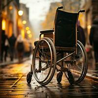 handicap empowerment handen Aan rolstoelen wielen, illustreren bepaling en vermogen voor sociaal media post grootte ai gegenereerd foto