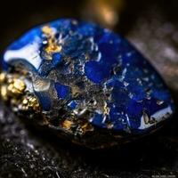 detailopname foto van lapis lazuli mineraal steen, macro. generatief ai