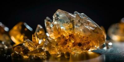 foto van de mineraal steen citrien detailopname, macro. generatief ai