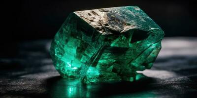 foto van smaragd mineraal steen dichtbij omhoog, macro. generatief ai