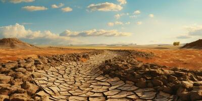 droogte, water en ecologie probleem. water schaarste. generatief ai foto