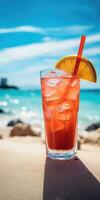 cocktail Aan de strand. oranje cocktail met ijs. generatief ai foto