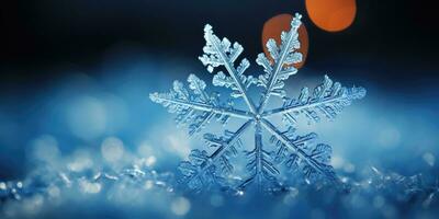 mooi macro foto van een sneeuwvlok. winter. generatief ai
