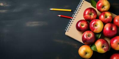 terug naar school, viering van de nieuw school- jaar. schoolbord. generatief ai foto