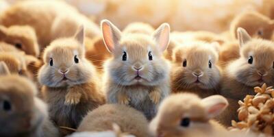 schattig en grappig konijnen. dier wereld. generatief ai foto