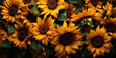 zonnebloem Aan houten achtergrond, ruimte voor tekst. generatief ai foto