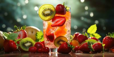 vers fruit limonade heerlijk fruit, gepast voeding. generatief ai foto