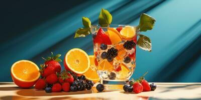 vers fruit limonade heerlijk fruit, gepast voeding. generatief ai foto