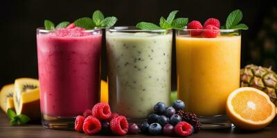 vers smoothie detailopname. heerlijk fruit, mooi zo voeding. generatief ai foto