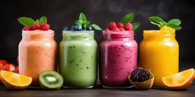 vers fruit sap en groente smoothie. generatief ai foto