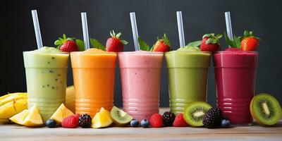 vers fruit sap en groente smoothie. generatief ai foto