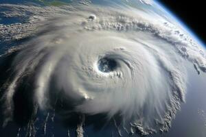 een orkaan gezien van ruimte foto