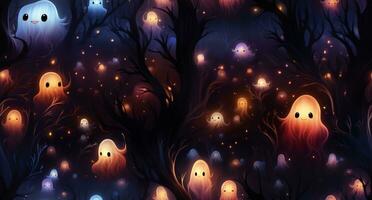 spookachtig schattig geest illustratie halloween achtergrond foto