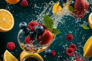 vers fruit in water plons. ai generatief pro foto