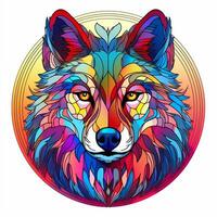 een wolf gezicht gebrandschilderd glas t-shirt illustratie achtergrond foto