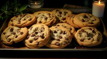 eigengemaakt chocola spaander koekjes ai gegenereerd foto