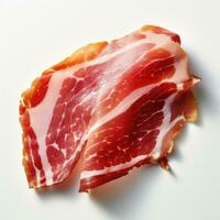 serrano ham geïsoleerd Aan wit achtergrond ai gegenereerd foto