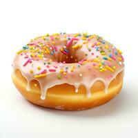 donut Aan wit achtergrond, ai gegenereerd foto