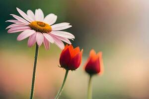 foto behang de lucht, bloemen, de zon, de bloemen, de bloemen, de bloemen,. ai-gegenereerd