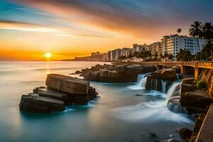 de zonsondergang in Brazilië. ai-gegenereerd foto