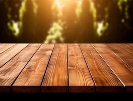 detailopname foto van houten tafel, rustiek charme ai gegenereerd