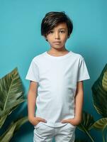 blanco wit baby t-shirt voor mockup ontwerp ai gegenereerd foto