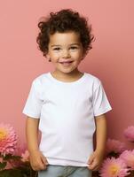 blanco wit baby t-shirt voor mockup ontwerp ai gegenereerd foto