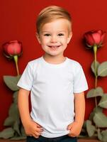 blanco wit baby t-shirt voor mockup ontwerp ai gegenereerd foto