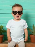 blanco wit baby t-shirt voor mockup ontwerp ai gegenereerd foto