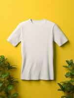 blanco wit t-shirt voor mockup ontwerp ai generatief foto