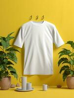 blanco wit t-shirt voor mockup ontwerp ai generatief foto