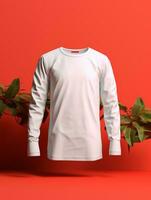 blanco wit t-shirt voor mockup ontwerp ai generatief foto