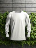 blanco wit t-shirt voor mockup ontwerp ai generatief foto