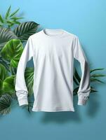 blanco wit t-shirt voor mockup ontwerp ai generatief foto