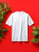 blanco wit t-shirt voor mockup ontwerp ai generatief foto