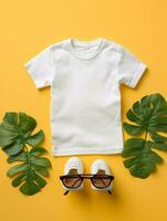 blanco wit t-shirt voor mockup ontwerp ai generatief foto