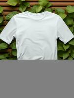 blanco wit t-shirt voor mockup ontwerp ai generatief foto