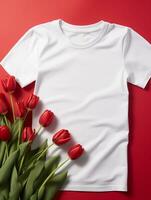 blanco wit t-shirt voor mockup ontwerp ai generatief foto