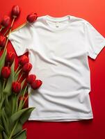 blanco wit t-shirt voor mockup ontwerp ai generatief foto