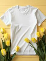 blanco wit t-shirt voor mockup ontwerp ai generatief foto