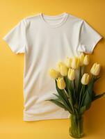 blanco wit t-shirt voor mockup ontwerp ai generatief foto