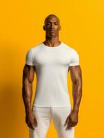 mannen blanco wit t-shirt voor mockup ontwerp psd ai generatief foto
