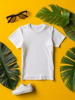 mannen blanco wit t-shirt voor mockup ontwerp ai generatief foto