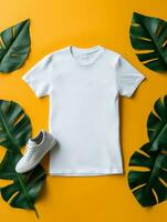 mannen blanco wit t-shirt voor mockup ontwerp ai generatief foto