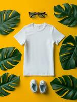 mannen blanco wit t-shirt voor mockup ontwerp ai generatief foto